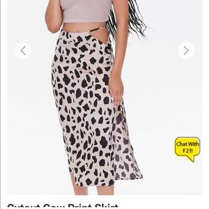 Cow Print MIDI Skirt